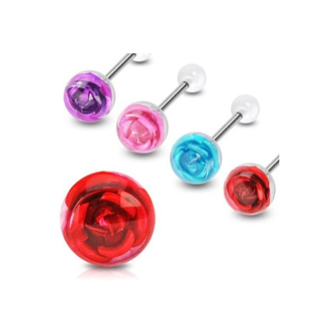 Piercing do jazyka růže - Barva piercing: Růžová Šperky eshop