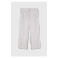 Dětské plátěné kalhoty Abercrombie & Fitch bílá barva