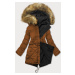 Černo-karamelová oboustranná dámská zimní bunda (M-136)