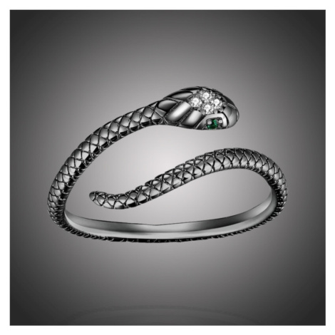 GRACE Silver Jewellery Stříbrný prsten Graceful Snake Black, stříbro 925/1000, had P-SCR666-D Če