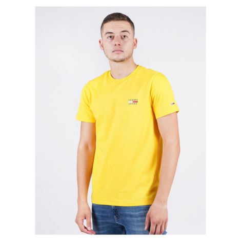 Tommy Jeans pánské žluté tričko CHEST LOGO Tommy Hilfiger