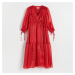 Reserved - Zavinovací šaty s vázáním - Červená