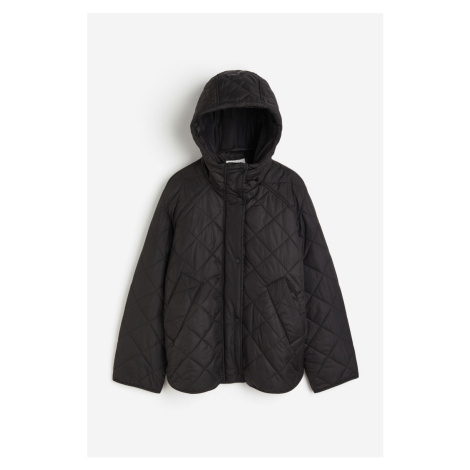 H & M - Prošívaná bunda's kapucí - černá H&M