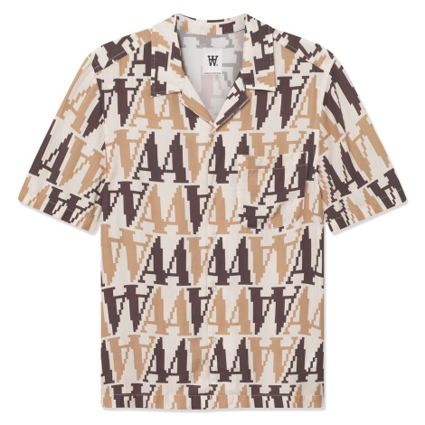 WOOD WOOD Košile 'Noa Bit' velbloudí / tmavě hnědá / barva bílé vlny