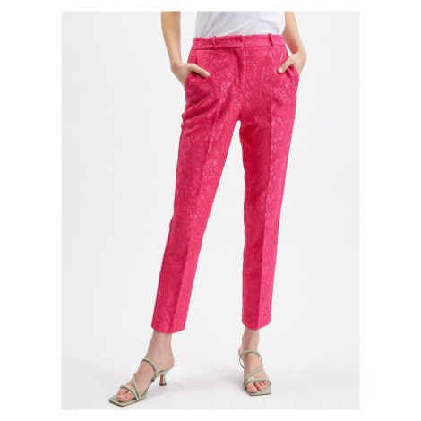 Orsay Růžové dámské vzorované zkrácené kalhoty - Dámské