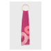 Vlněný šátek Boss růžová barva, vzorovaná