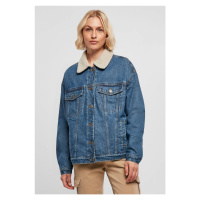 Ladies Oversized Sherpa Denim Jacket - clearblue washed