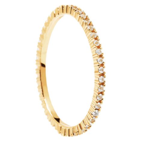 PDPAOLA Minimalistický pozlacený prsten s třpytivými zirkony White Essential Gold AN01-347