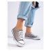 Luxusní šedo-stříbrné tenisky dámské bez podpatku