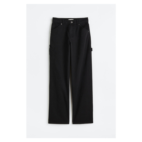 H & M - Keprové kalhoty cargo - černá H&M