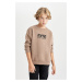 DEFACTO Boy Oversize Fit Wide Mold Back Printed Crew Neck Sweatshirt