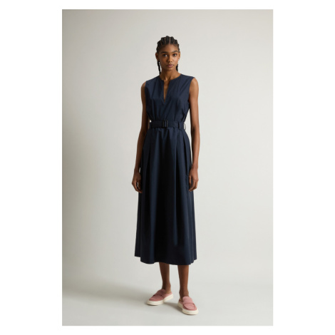 Šaty woolrich belted long dress melton blue