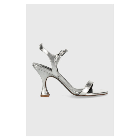 Kožené sandály Patrizia Pepe stříbrná barva, 8X0057 L031 S298