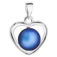 Evolution Group Stříbrný přívěsek s tmavě modrou matnou Swarovski perlou srdce 34246.3
