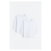 H & M - Žerzejové triko's dlouhým rukávem 2 kusy - bílá