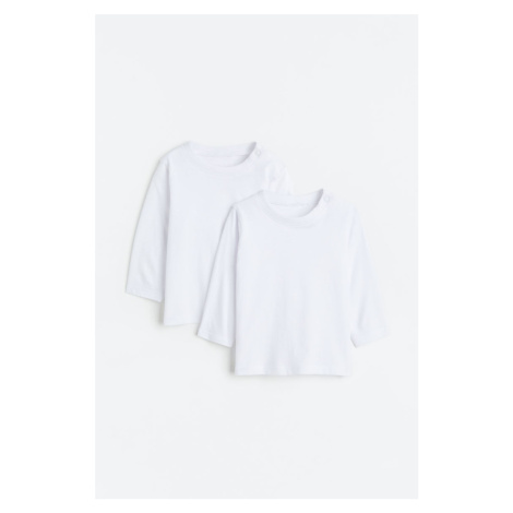 H & M - Žerzejové triko's dlouhým rukávem 2 kusy - bílá H&M