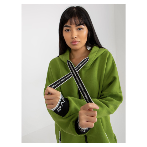Světle zelená dlouhá mikina na zip z mayarské bavlny Fashionhunters