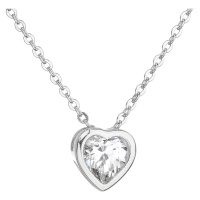 Evolution Group Stříbrný náhrdelník se zirkonem bílé srdce 12020.1
