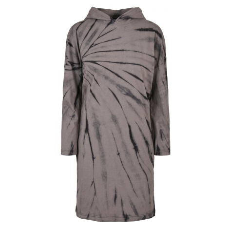 Dámské šaty Urban Classics Oversized Tie Dye Hoody Dress - šedé