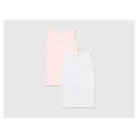 Benetton, Two Tank Tops In Stretch Cotton