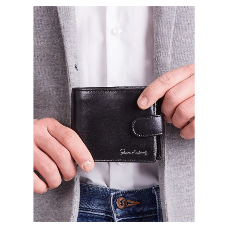Pánská horizontální černá kožená peněženka Fashionhunters