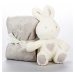 Plyšový králíček s dekou bílá/šedá králíček 30 cm;deka 75 x 90 cm