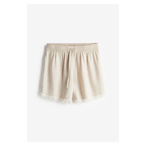 H & M - Linen-blend pull-on shorts - béžová H&M