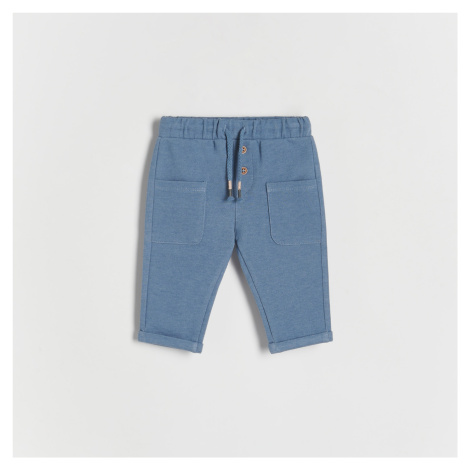 Reserved - Úpletové kalhoty s kapsami - Modrá