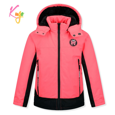 Dívčí zimní bunda KUGO BU609, neonově lososová Barva: Lososová