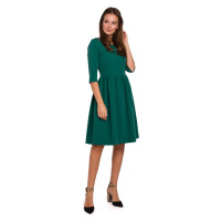 K010 Přiléhavé šaty s nabíraným pasem - zelené