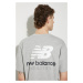 Bavlněné tričko New Balance šedá barva, s potiskem, MT31504AG-4AG