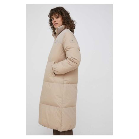 Bunda Tommy Hilfiger dámská, béžová barva, zimní, WW0WW39749