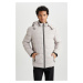 DEFACTO Windproof Puffer Jacket Slim Fit Hooded Faux Fur Lined Zipper