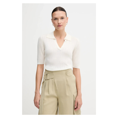 Polo tričko United Colors of Benetton dámské, béžová barva, 123VD3018