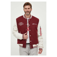 Bomber bunda Alpha Industries Varsity Air Force Jacket vínová barva, přechodná