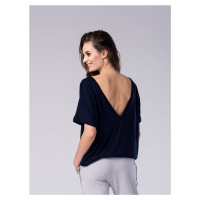 Look Made With Love Woman's Blouse 737 Vneck Navy Blue