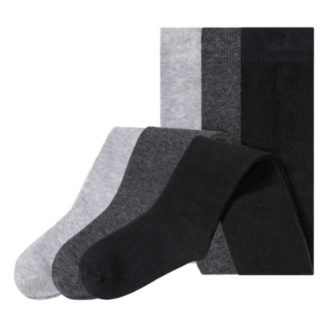 lupilu® Dívčí punčochové kalhoty s BIO bavlnou, 3 kusy (šedá/černá)