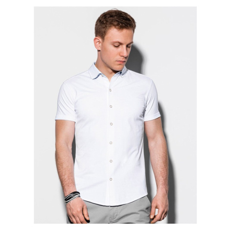 Ombre Clothing Bílá košile s krátkým rukávem K541
