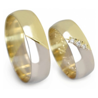 Zlaté snubní prsteny dvoubarevné 0119 + DÁREK ZDARMA