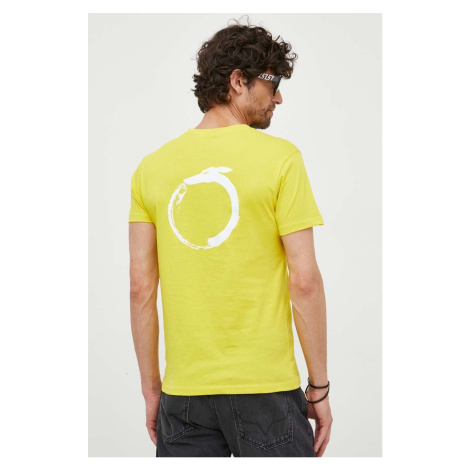 Bavlněné tričko Trussardi žlutá barva, s potiskem