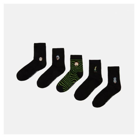 Cropp - Sada 5 párů ponožek Rick and Morty - Černý