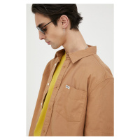Košile Wrangler hnědá barva, relaxed, s klasickým límcem