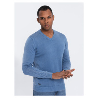 Ombre Men's wash sweater with v-neck - blue