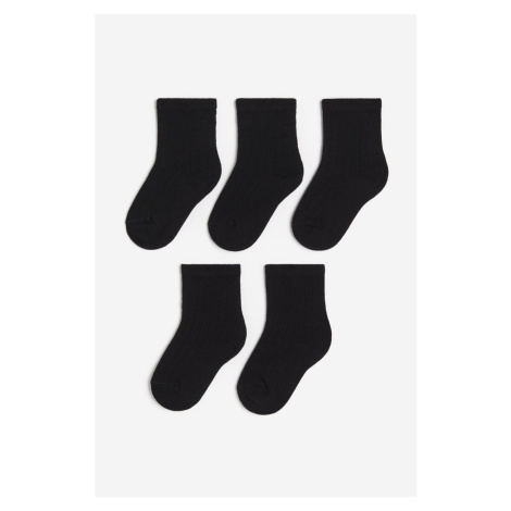 H & M - Pletené ponožky: balení po 5 - černá H&M