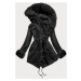 Černá dámská zimní bunda parka s mechovitým kožíškem (BR529-101)
