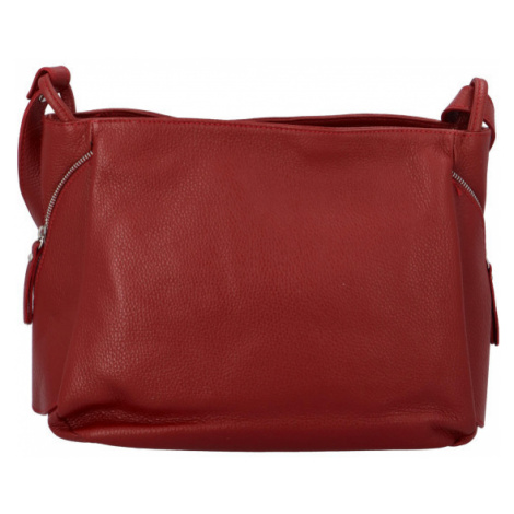 Praktická kožená dámská kabelka Marcella, červená Delami Vera Pelle