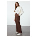 Trendyol Brown Wide Leg/Wide Leg Woven Waist Detailed Fabric Trousers