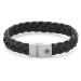 Rebel&Rose Černý kožený náramek Braided Black Matt RR-M0025-Scm - XXS