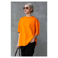 Madmext Orange Crew Neck Basic Oversized T-shirt