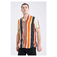 DEFACTO Regular Fit Short Sleeve Colour Block Striped Shirt